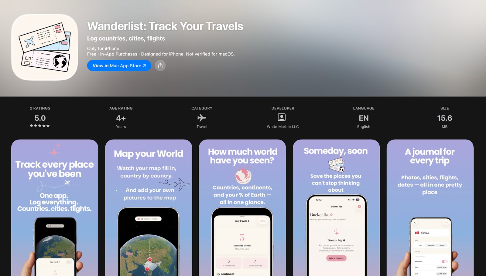 Wanderlist app · Track every place you've been. (Mobile app development project by Praneet Sah)